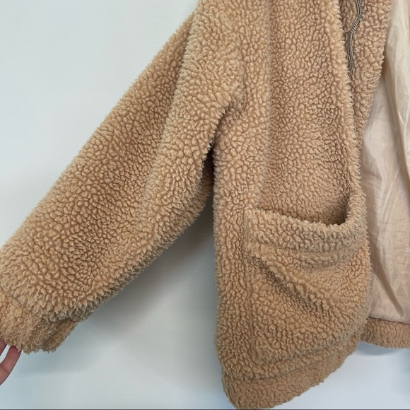 I.AM.GIA Pixie Pile Fleece Coat Tan Brown Zip Teddy Jacket Women’s Size Large - Picture 3 of 5